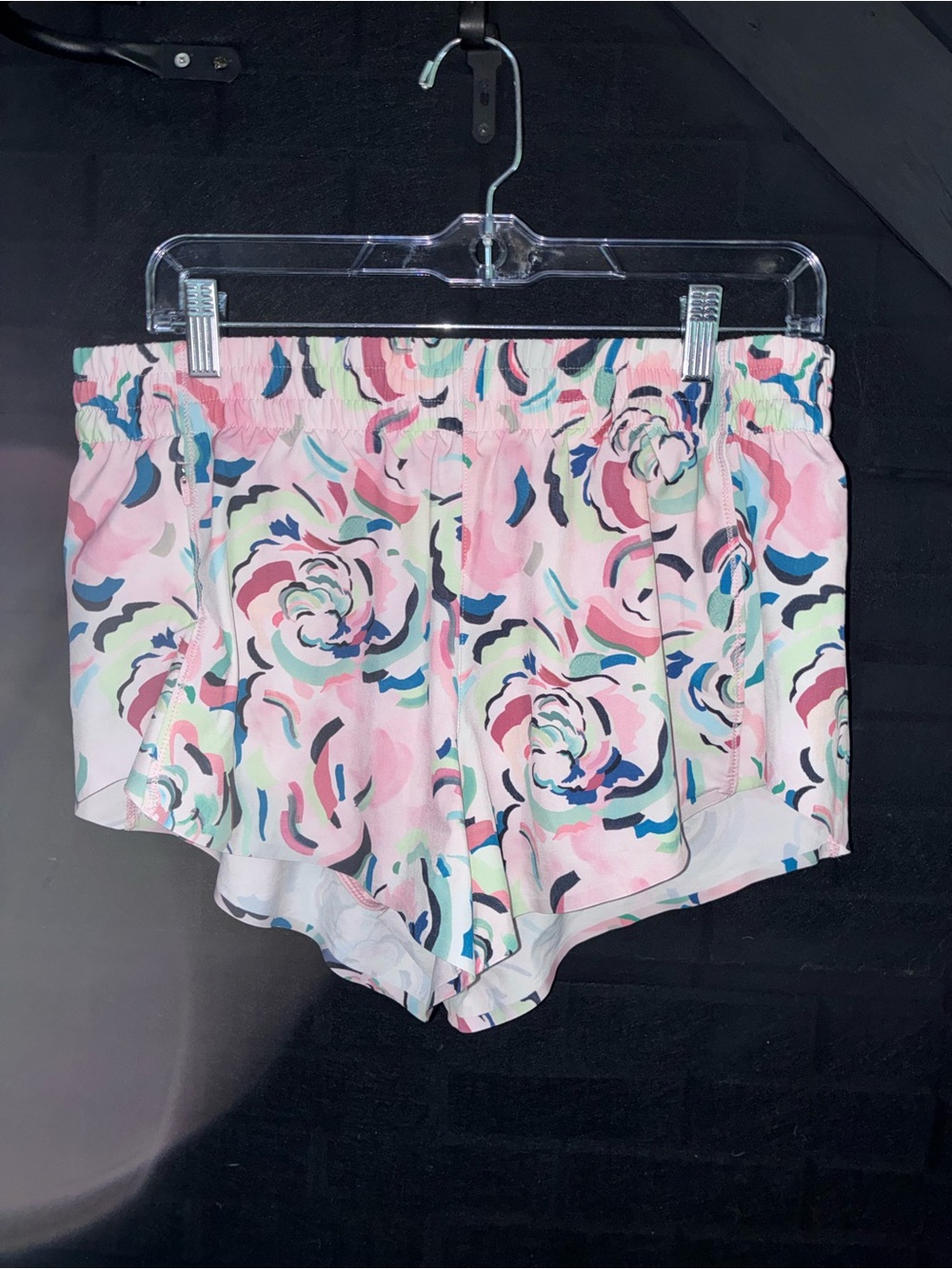 Athleta Pink Floral Elastic Waist Running Shorts